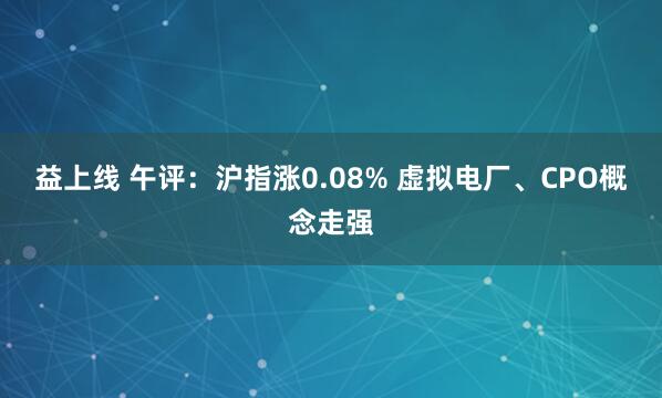 益上线 午评：沪指涨0.08% 虚拟电厂、CPO概念走强